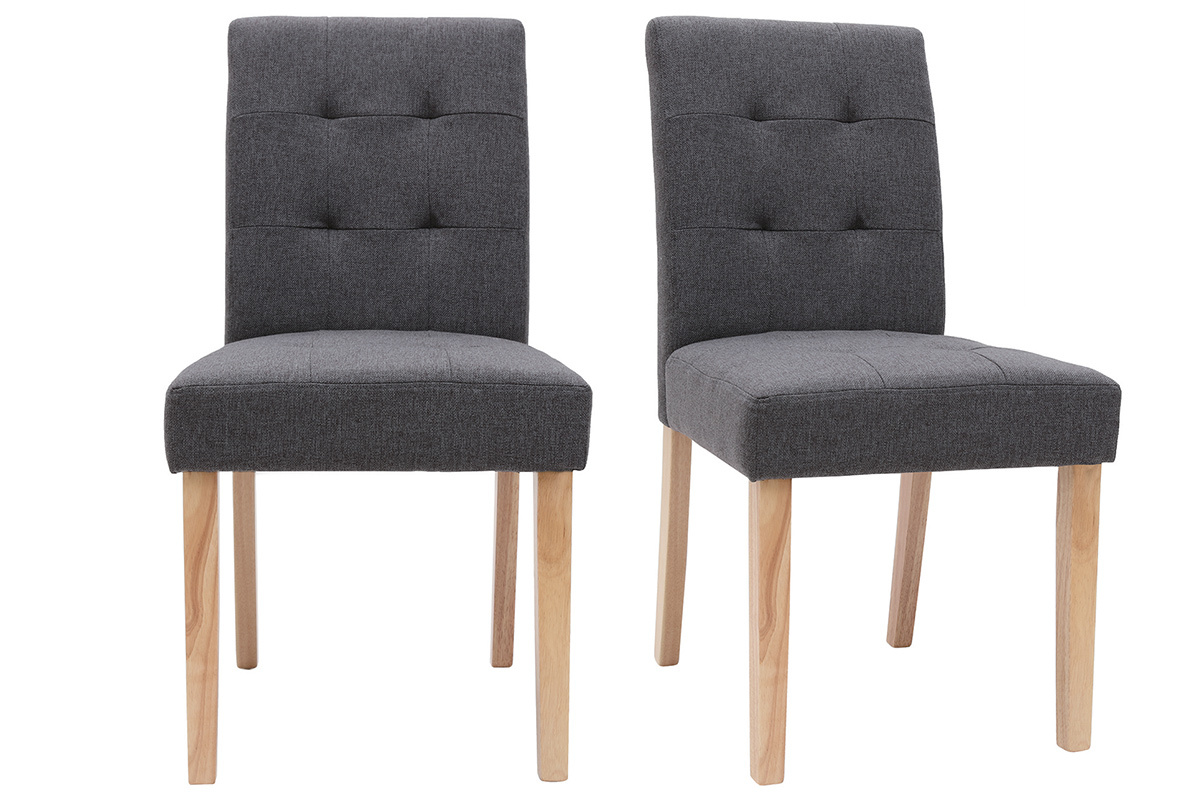 Design-Stuhl gepolstert Stoff dunkle Grau 2er-Set ESTER
