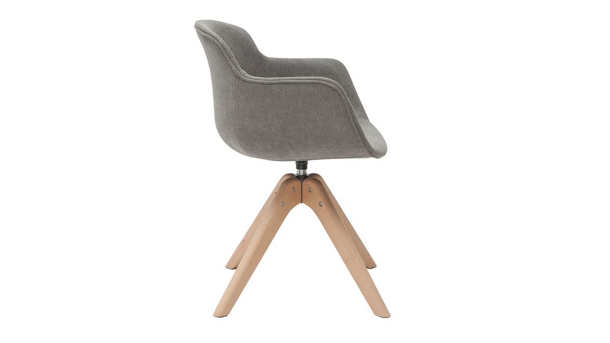 Design-Stuhl grauer Samteffekt und Holz AARON