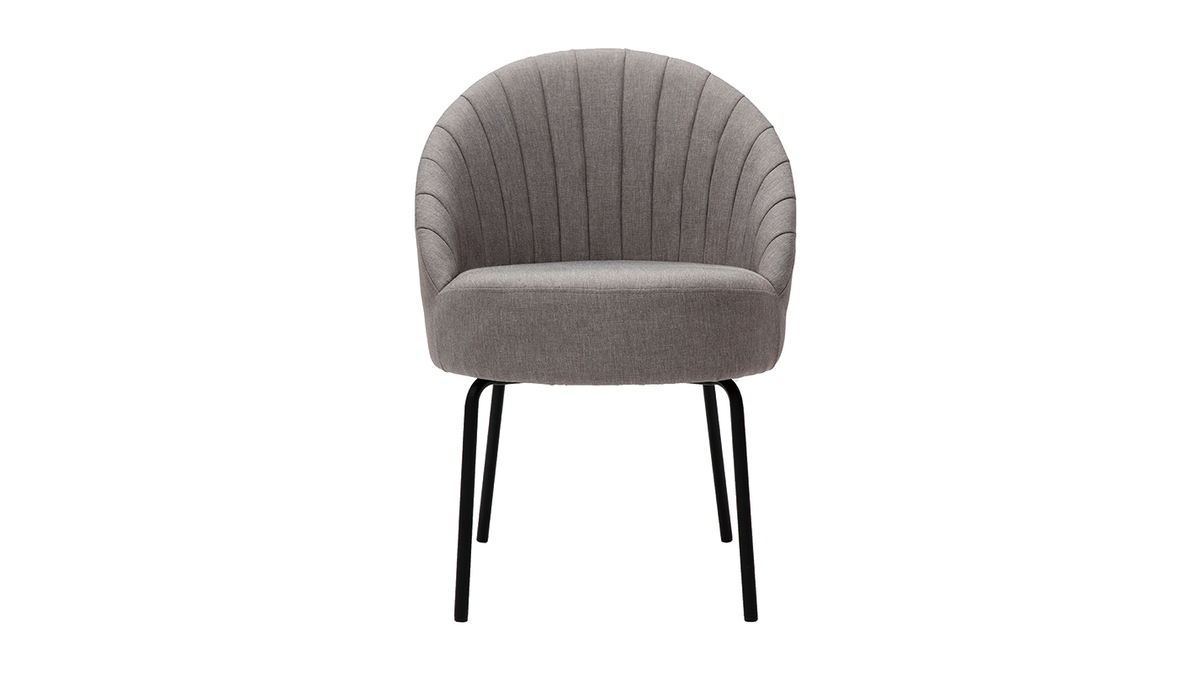 Design-Stuhl grauer Stoff und schwarzes Metall IZAAC ?
