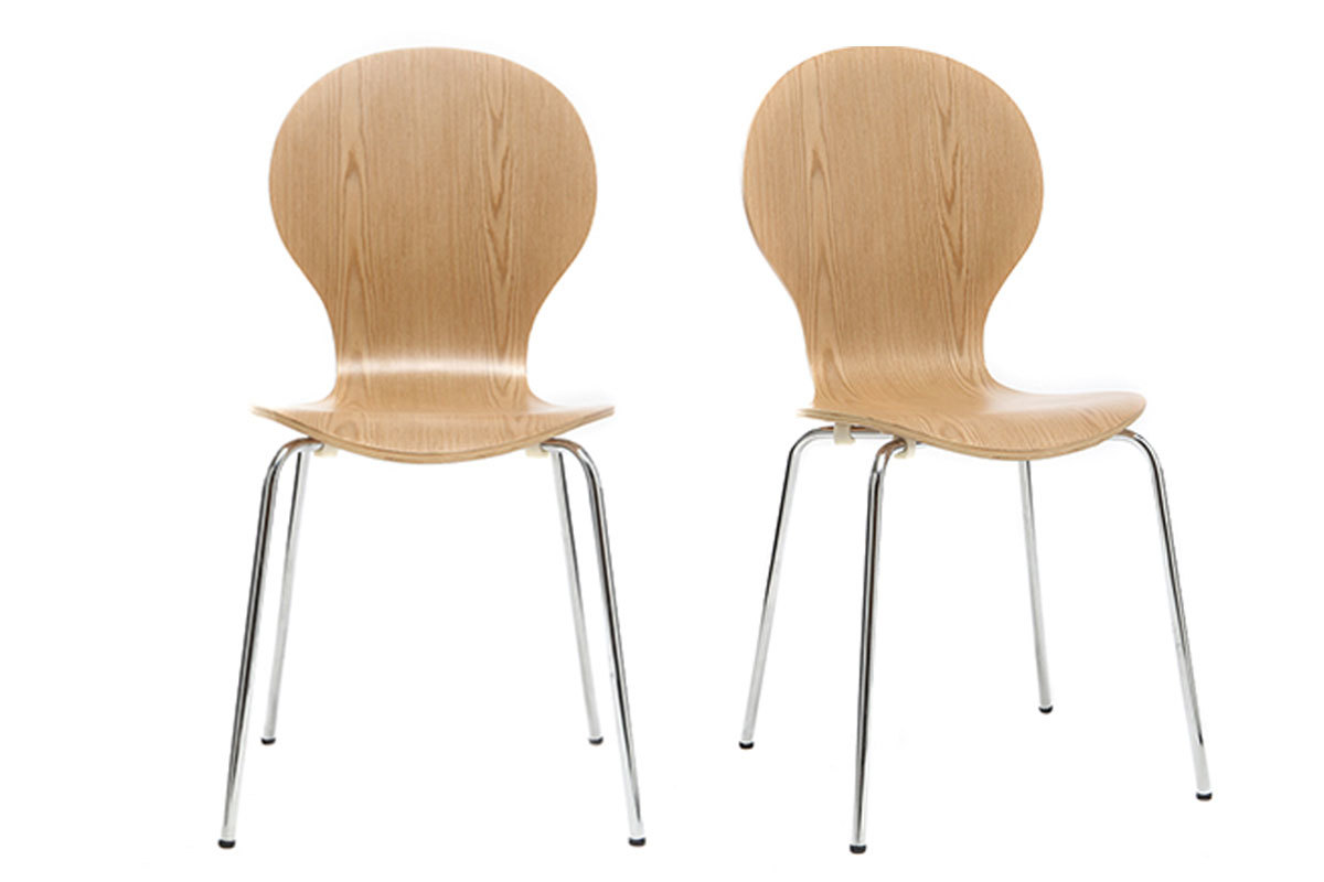 Design-Stuhl helles Holz 2er-Set NEW ABIGAIL