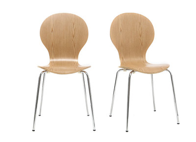 Design-Stuhl helles Holz 2er-Set NEW ABIGAIL