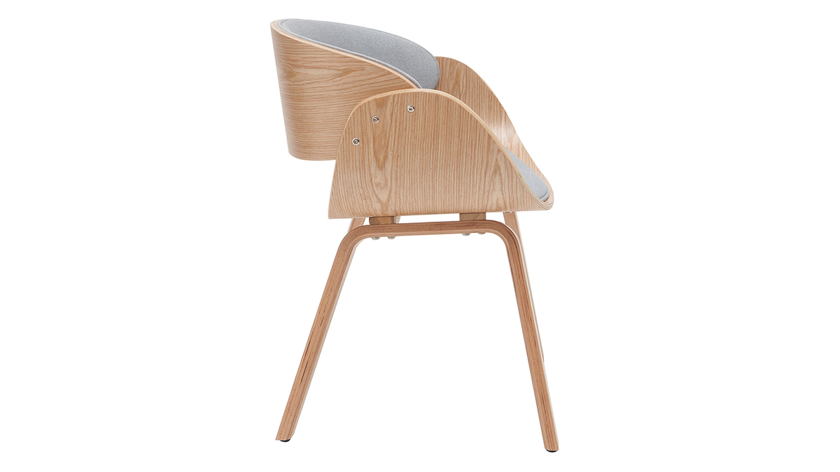 Design-Stuhl hellgrau und helles Holz BENT