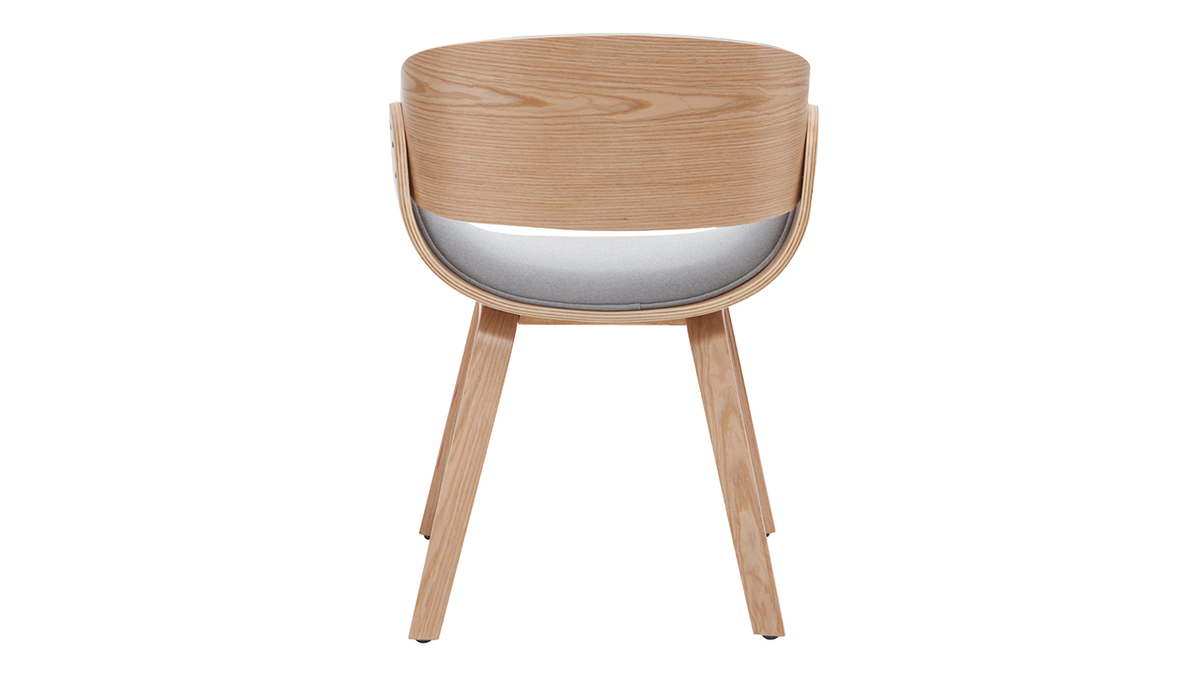Design-Stuhl hellgrau und helles Holz BENT