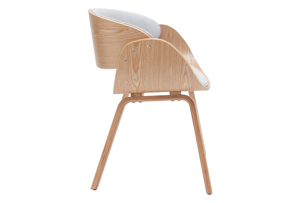 Design-Stuhl hellgrau und helles Holz BENT