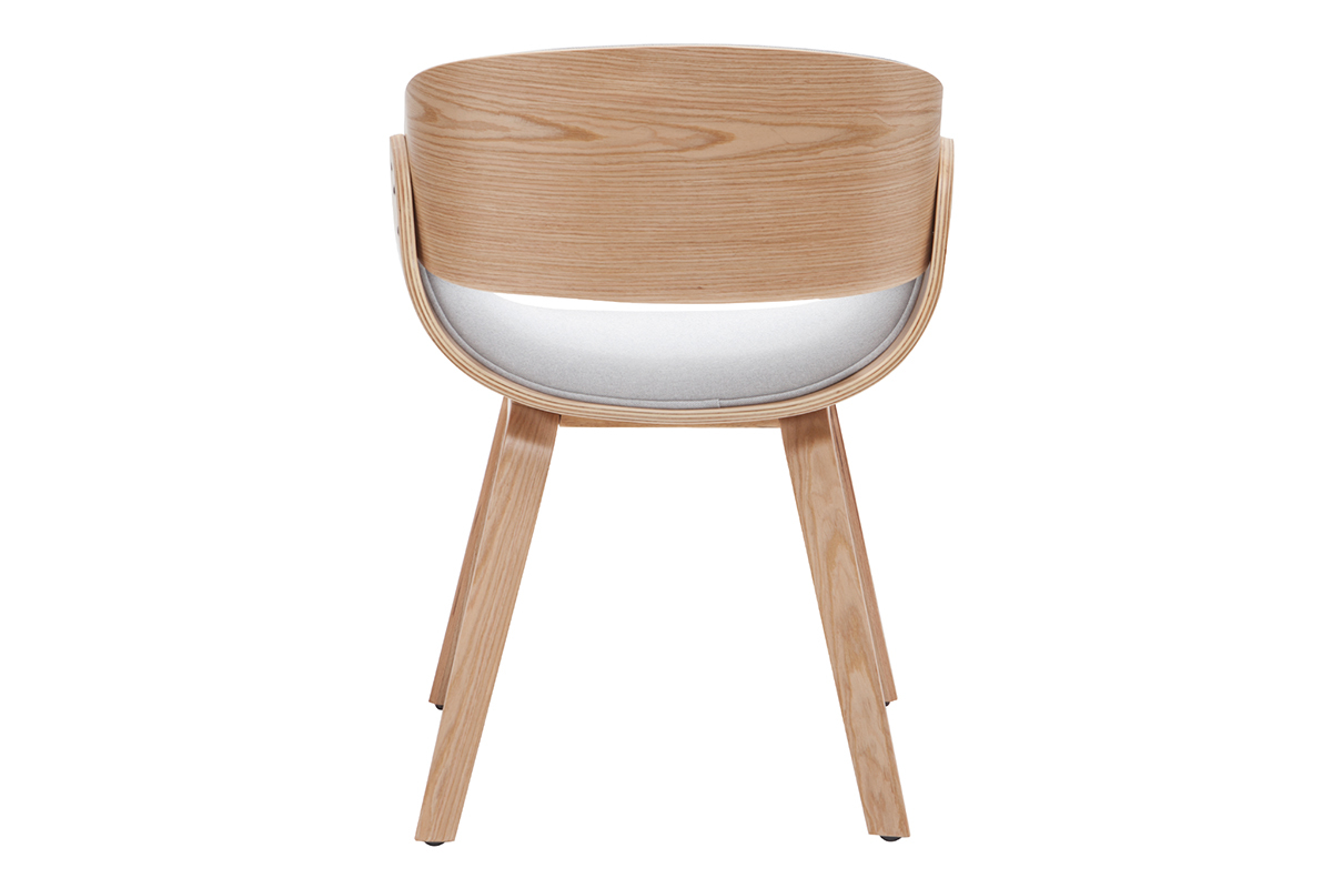 Design-Stuhl hellgrau und helles Holz BENT