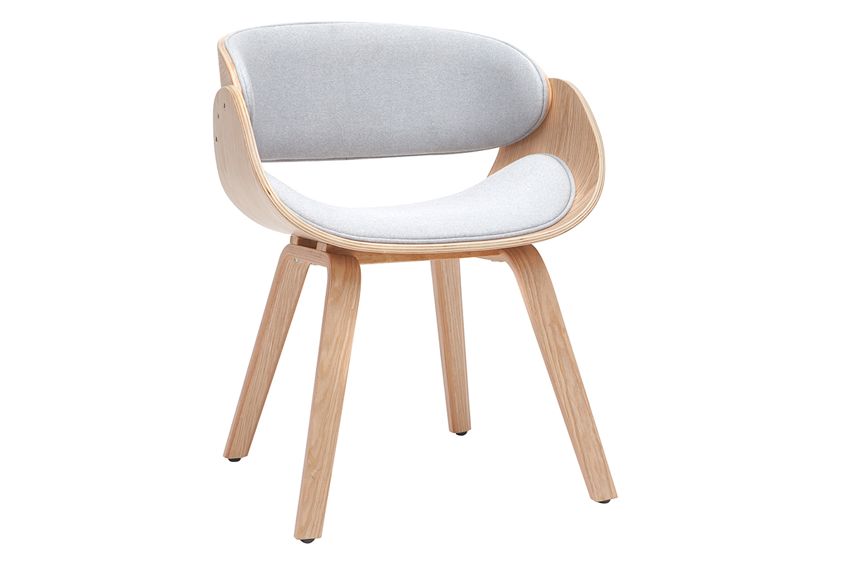 Design-Stuhl hellgrau und helles Holz BENT