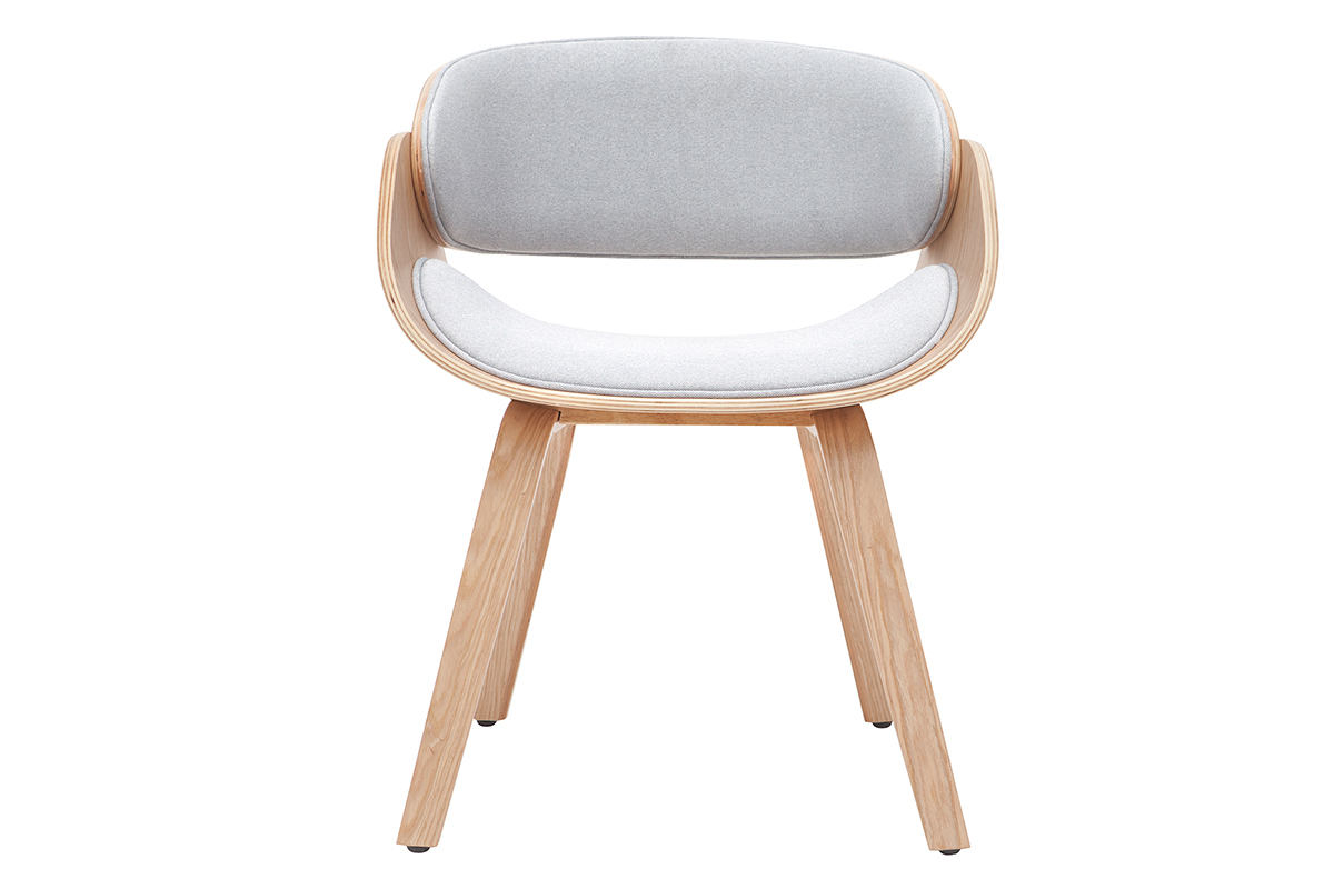 Design-Stuhl hellgrau und helles Holz BENT