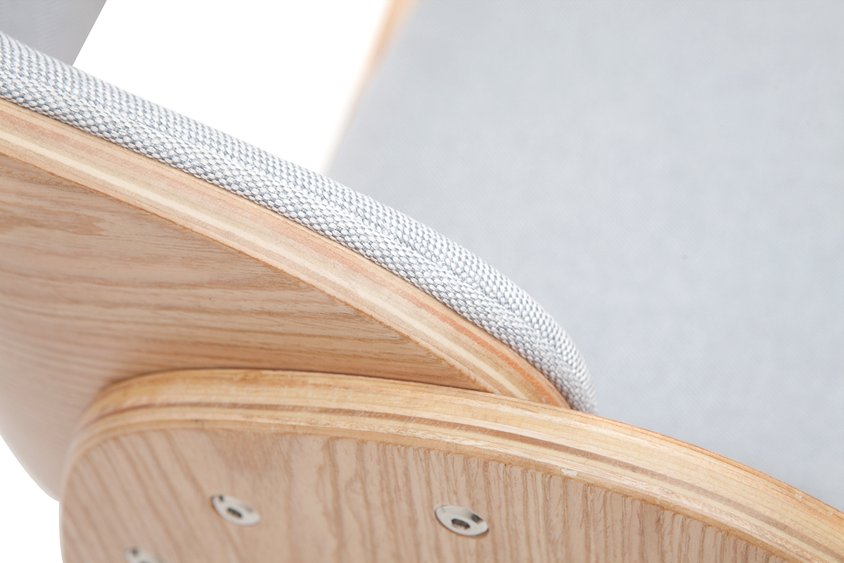 Design-Stuhl hellgrau und helles Holz BENT