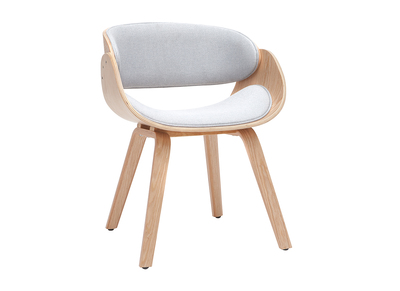 Design-Stuhl hellgrau und helles Holz BENT
