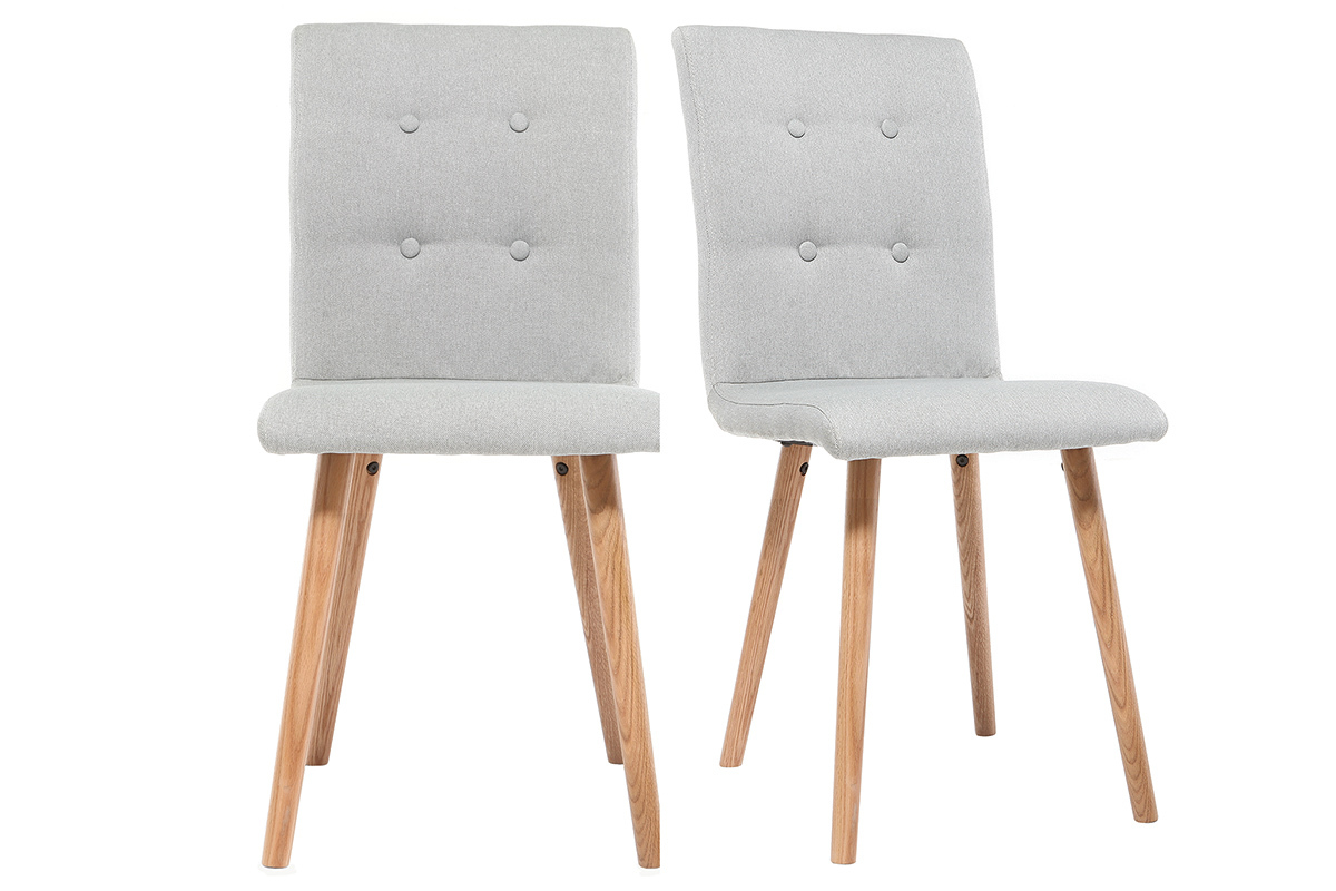 Design-Stuhl Hellgrau und Holz 2er-Set HORTA