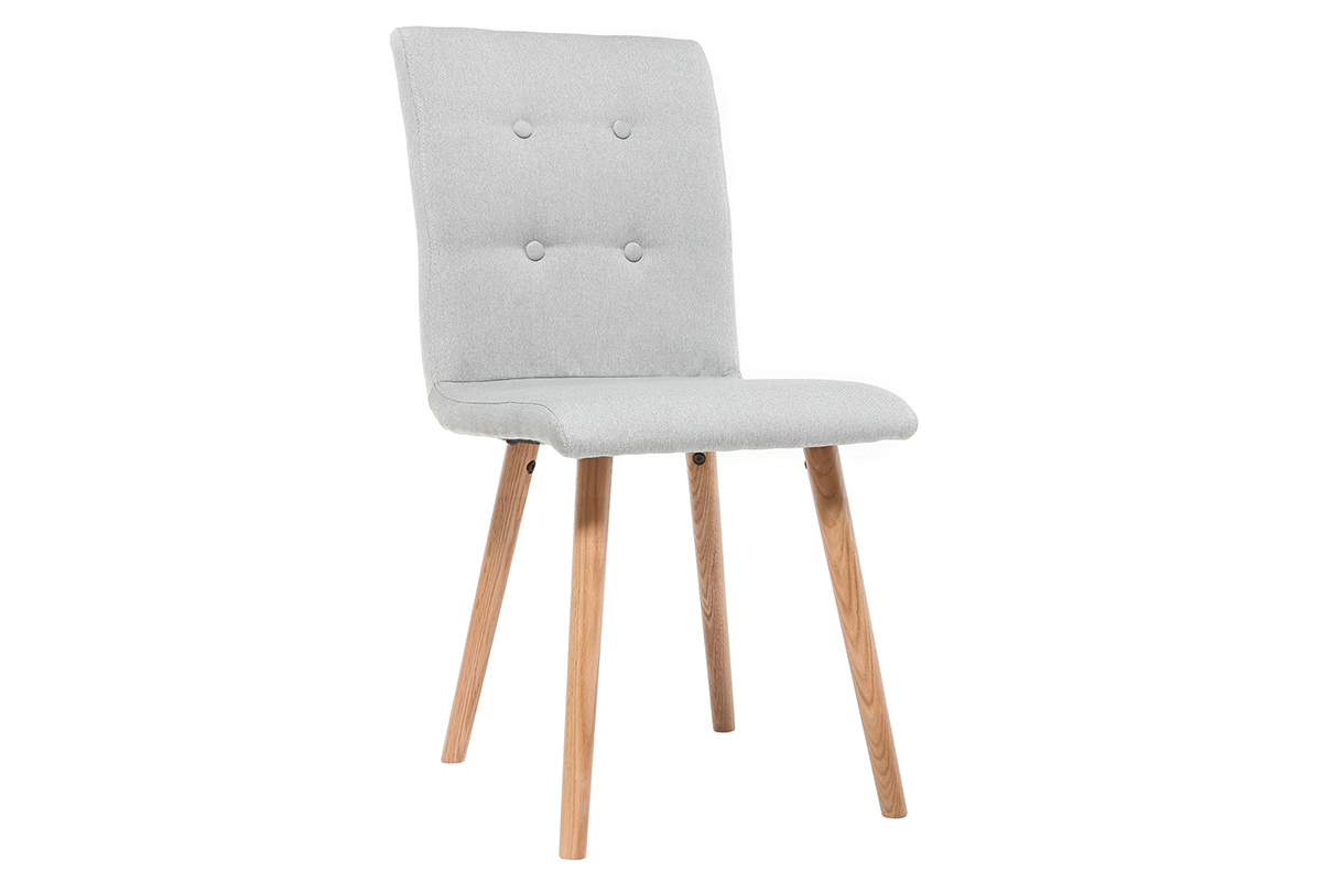 Design-Stuhl Hellgrau und Holz 2er-Set HORTA