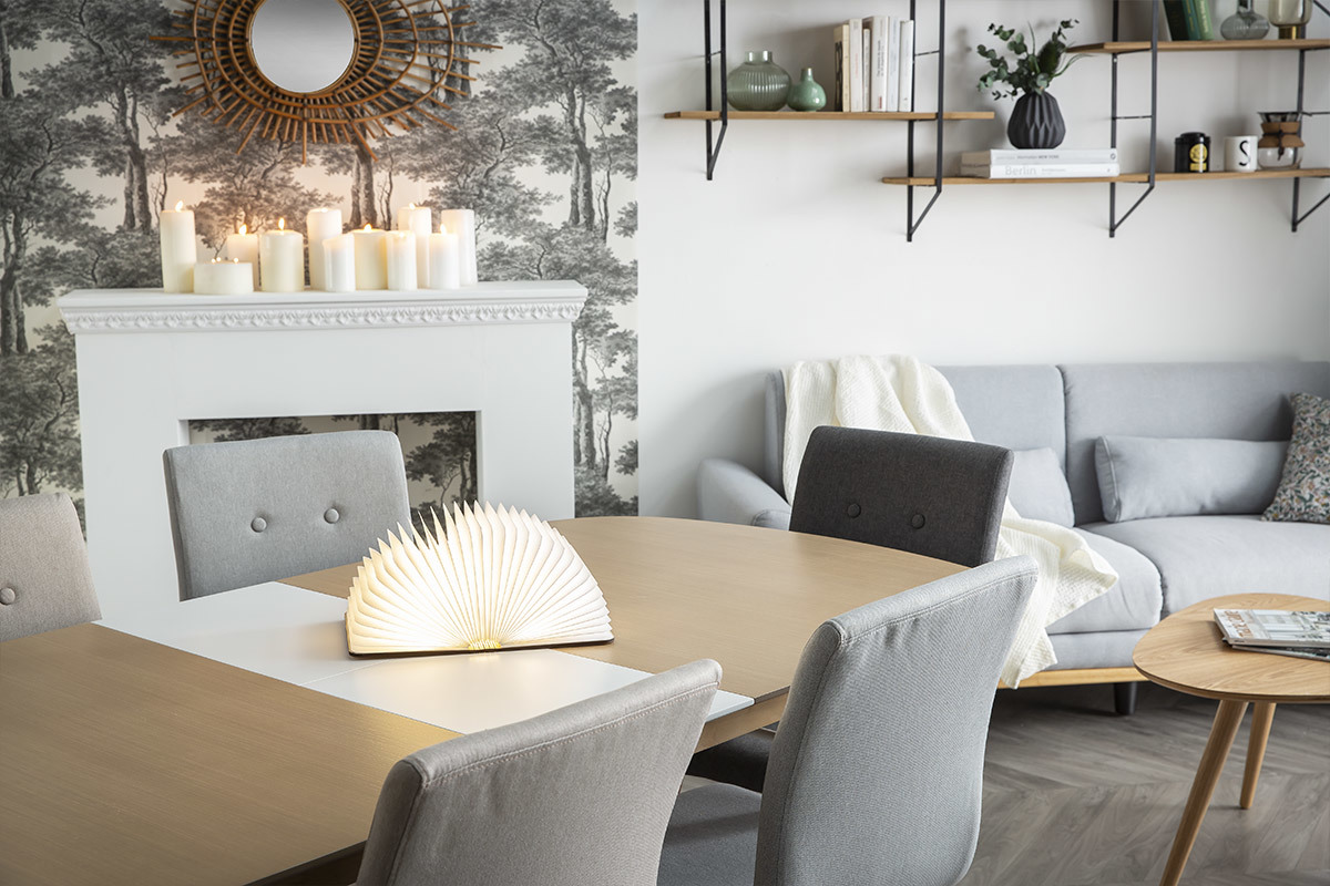 Design-Stuhl Hellgrau und Holz 2er-Set HORTA