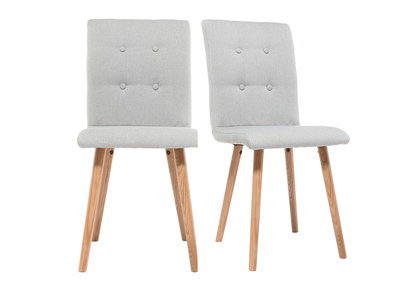 Design-Stuhl Hellgrau und Holz 2er-Set HORTA
