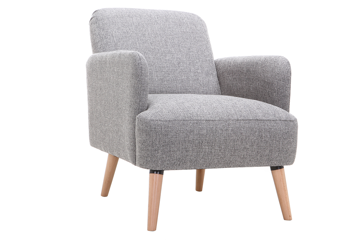 Design-Stuhl Hellgrau und Holzbeine ISKO
