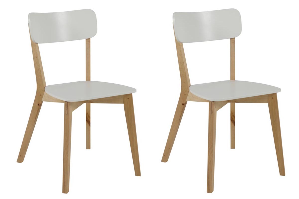 Design-Stuhl Holz und Wei� lackiert 2er-Set LAENA