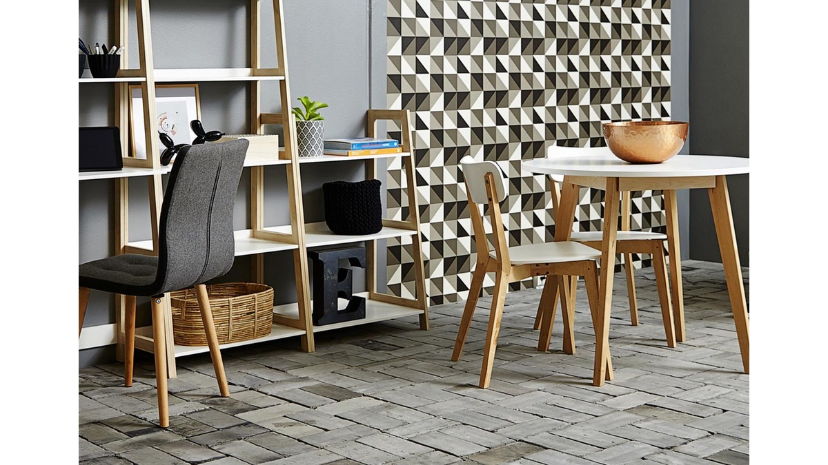 Design-Stuhl Holz und Wei lackiert 2er-Set LAENA