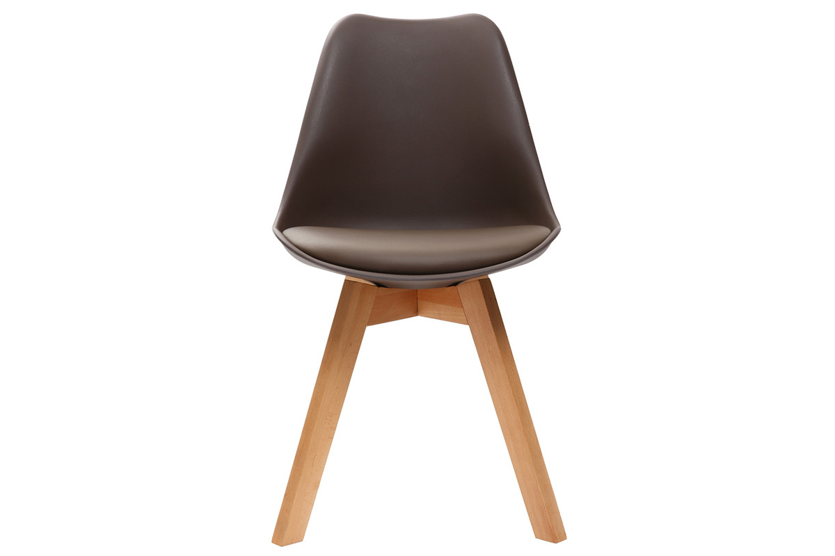 Design-Stuhl Holzbeine Schokobraun 2er-Set PAULINE