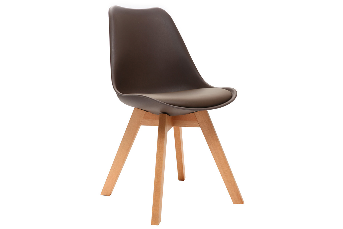 Design-Stuhl Holzbeine Schokobraun 2er-Set PAULINE