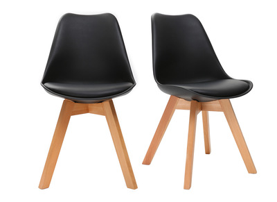 Design-Stuhl Holzbeine Schwarz 2er-Set PAULINE