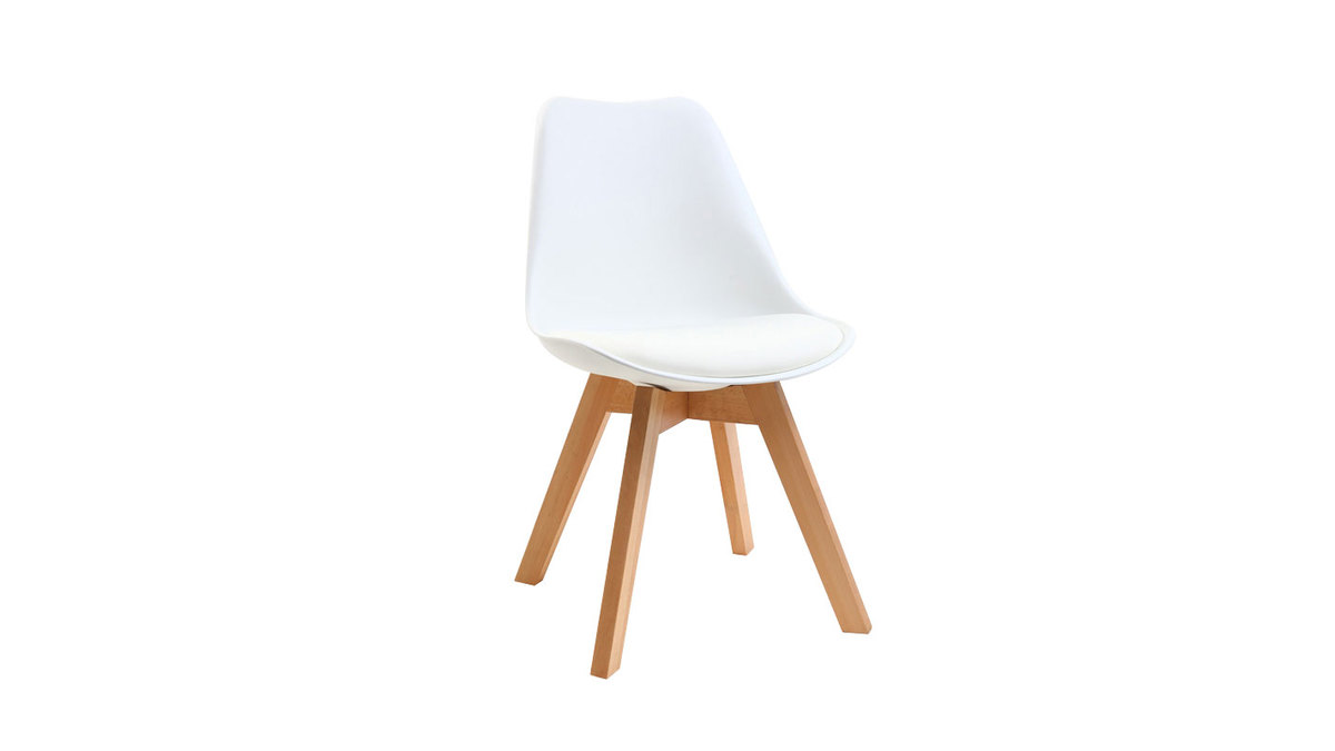 Design-Stuhl Holzbeine Weiß 2er-Set PAULINE