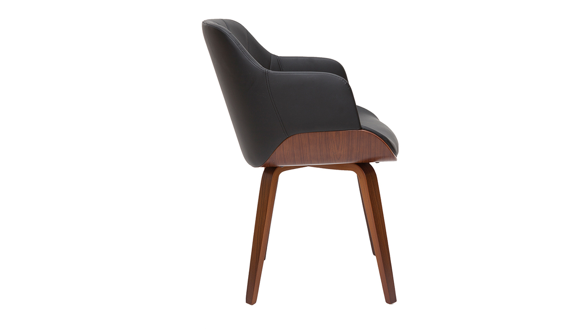 Design-Stuhl in Schwarz und Walnuss LUCIEN