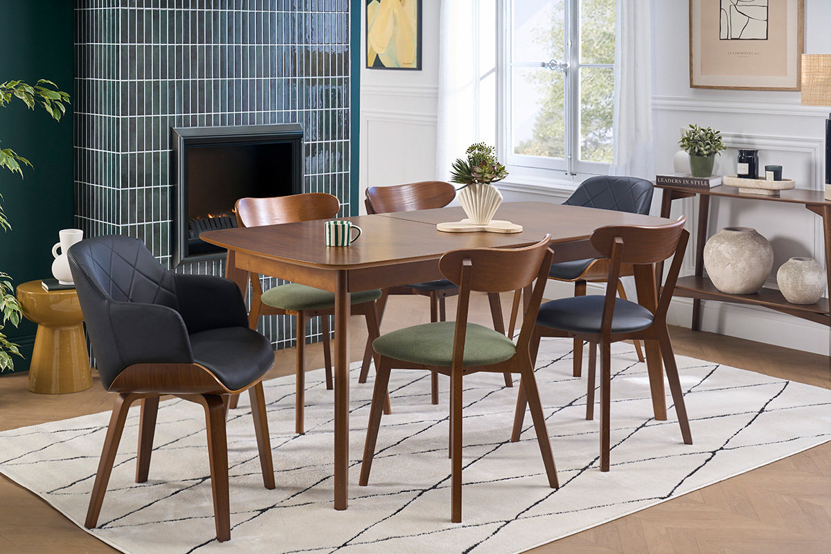 Design-Stuhl in Schwarz und Walnuss LUCIEN