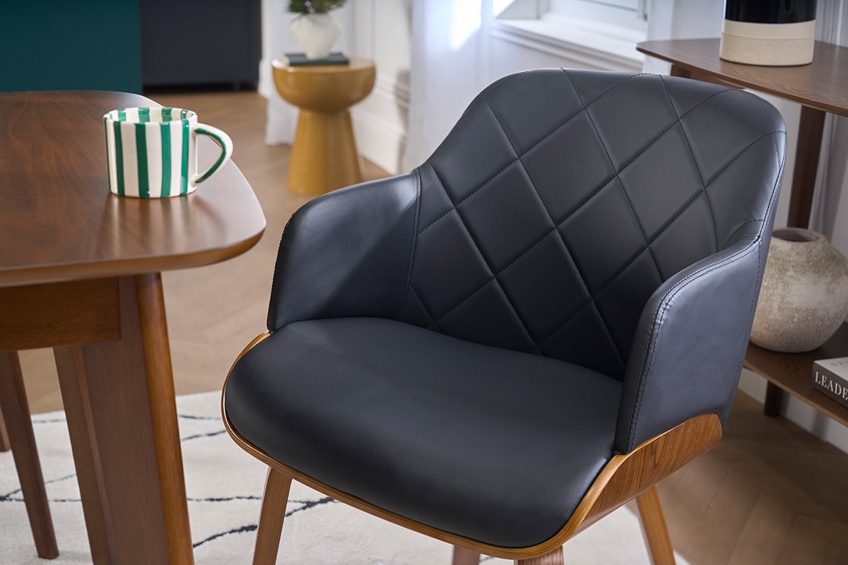 Design-Stuhl in Schwarz und Walnuss LUCIEN