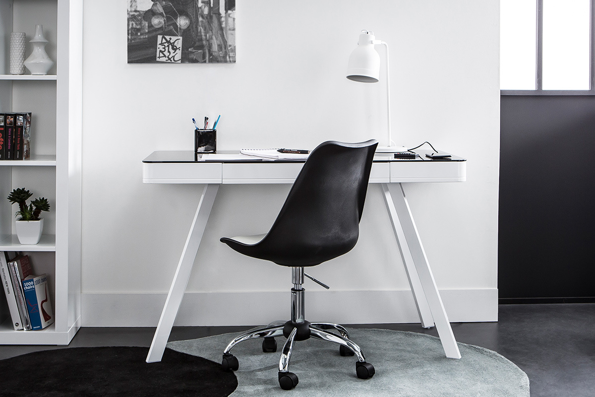 Design-Stuhl mit Rollen Wei NEW STEEVY