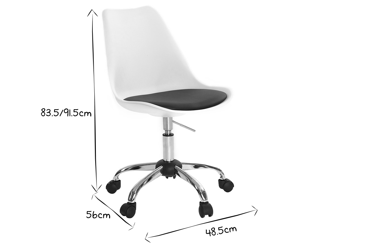 Design-Stuhl mit Rollen Wei NEW STEEVY