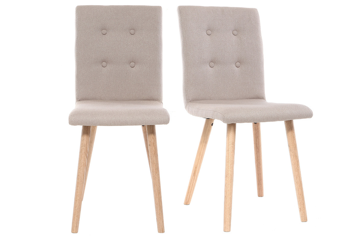 Design-Stuhl Naturfarben und Holz 2er-Set HORTA