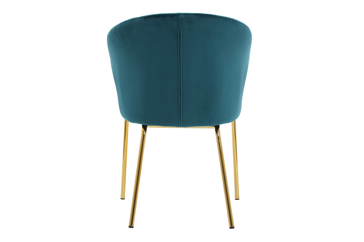 Design-Stuhl petrolblauer Samt und goldfarbenes Metall REQUIEM ?