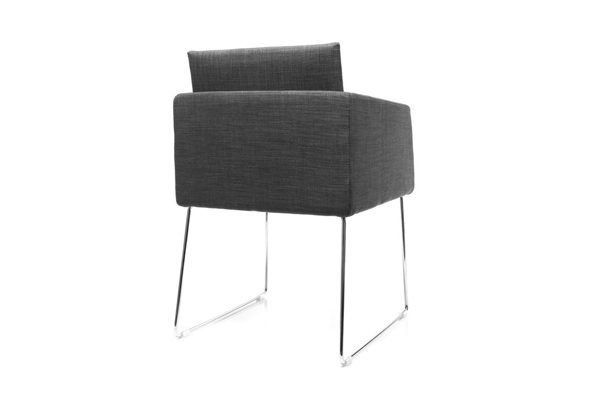 Design-Stuhl Polyester Grau und Chromstahl NEORA