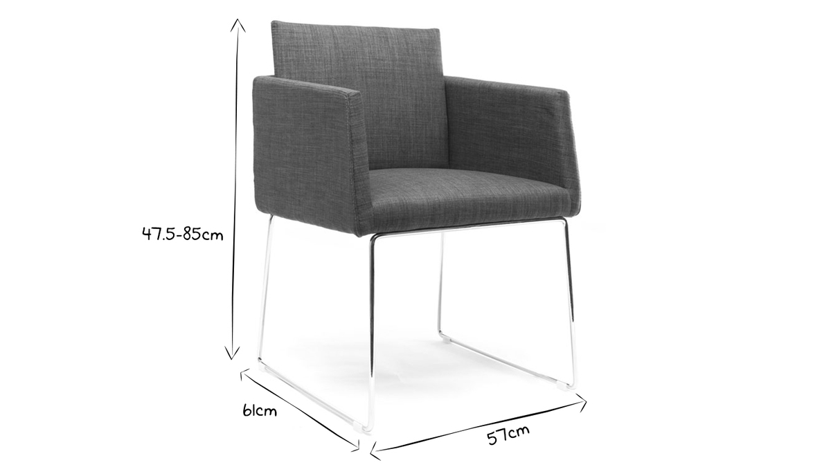 Design-Stuhl Polyester Grau und Chromstahl NEORA