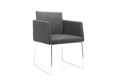 Design-Stuhl Polyester Grau und Chromstahl NEORA