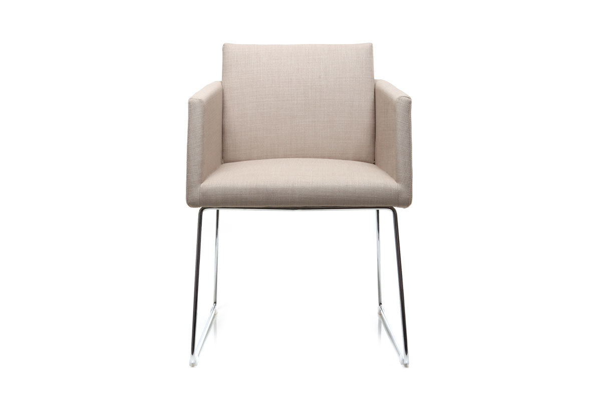 Design-Stuhl Polyester Naturfarben und Chromstahl NEORA