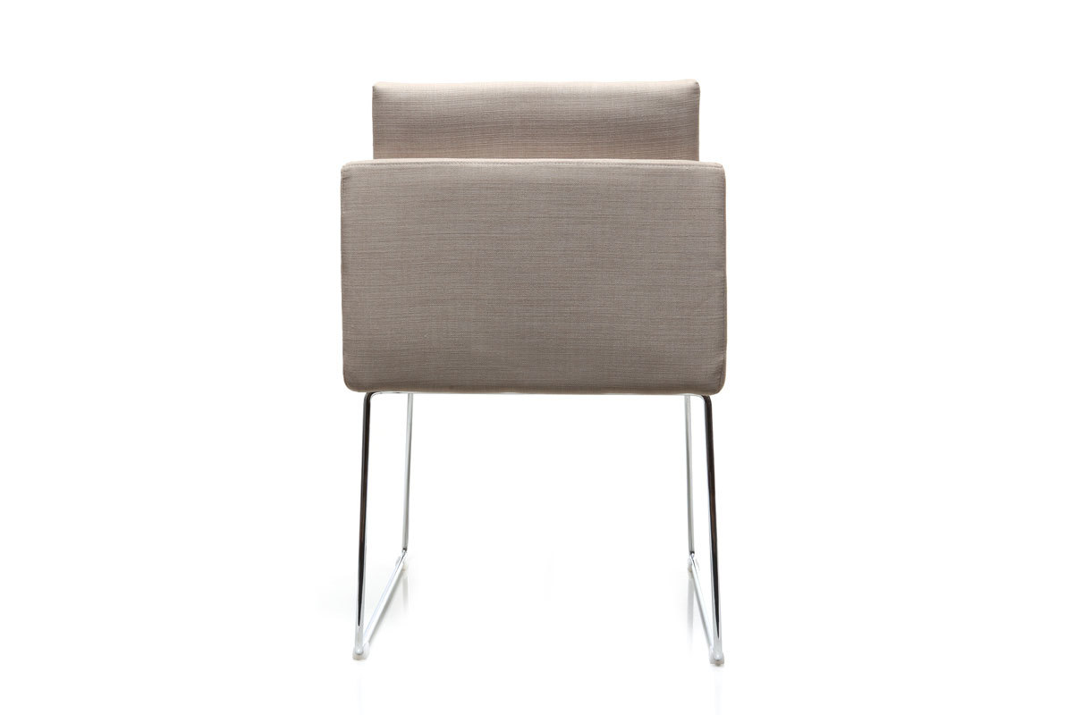 Design-Stuhl Polyester Naturfarben und Chromstahl NEORA