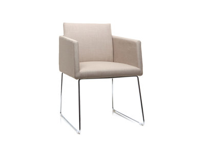 Design-Stuhl Polyester Naturfarben und Chromstahl NEORA