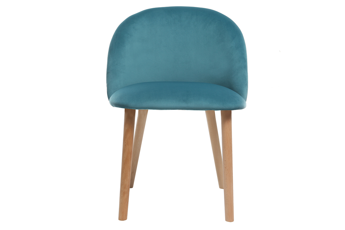 Design-Stuhl Samt Blaugrn und Holz CELESTE