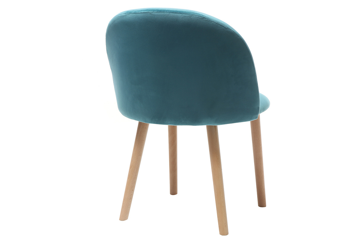 Design-Stuhl Samt Blaugrn und Holz CELESTE