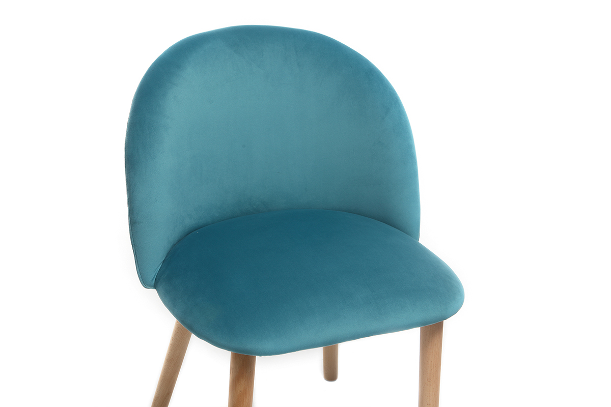 Design-Stuhl Samt Blaugrn und Holz CELESTE