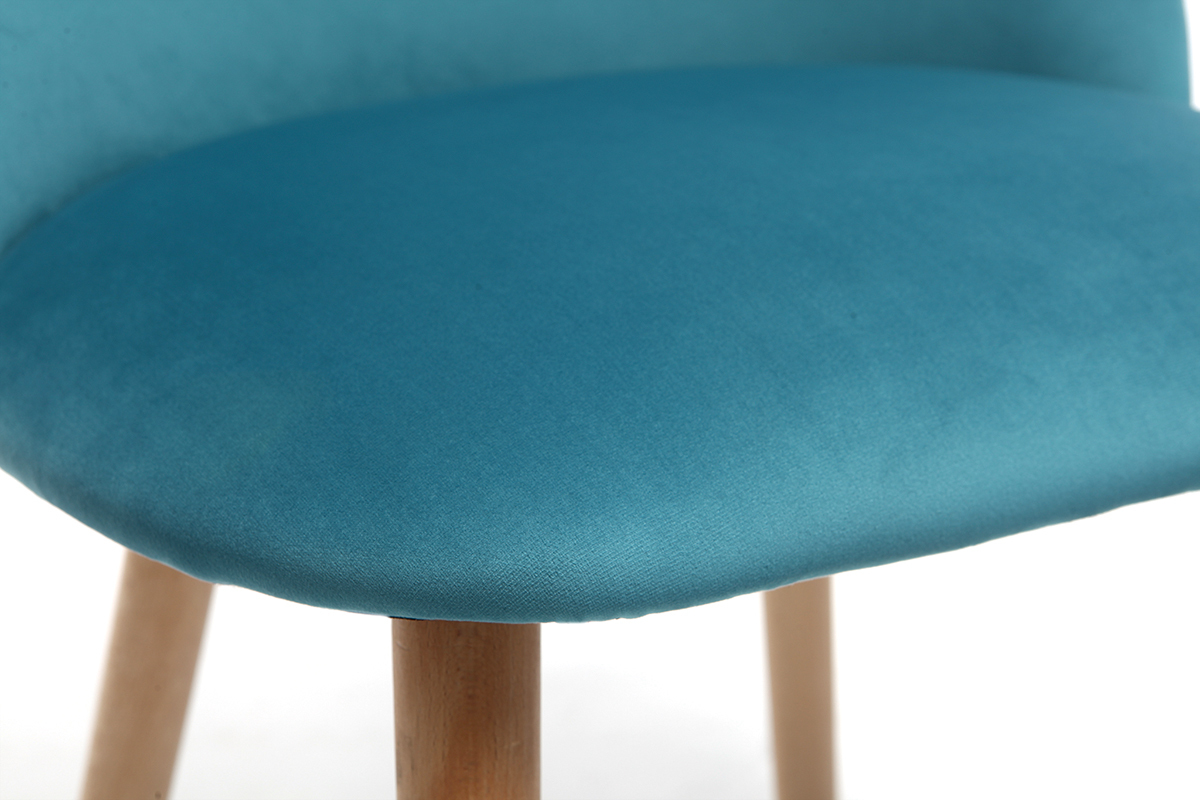 Design-Stuhl Samt Blaugrn und Holz CELESTE