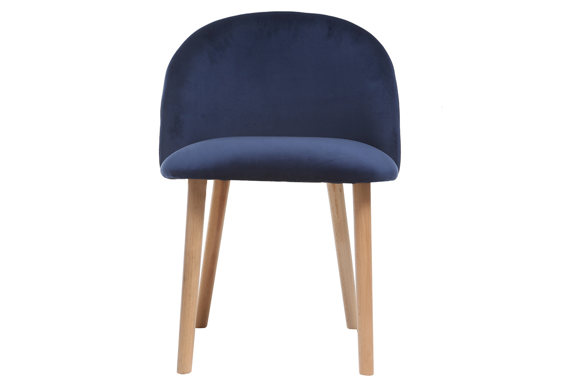 Design-Stuhl Samt Nachtblau und Holz CELESTE