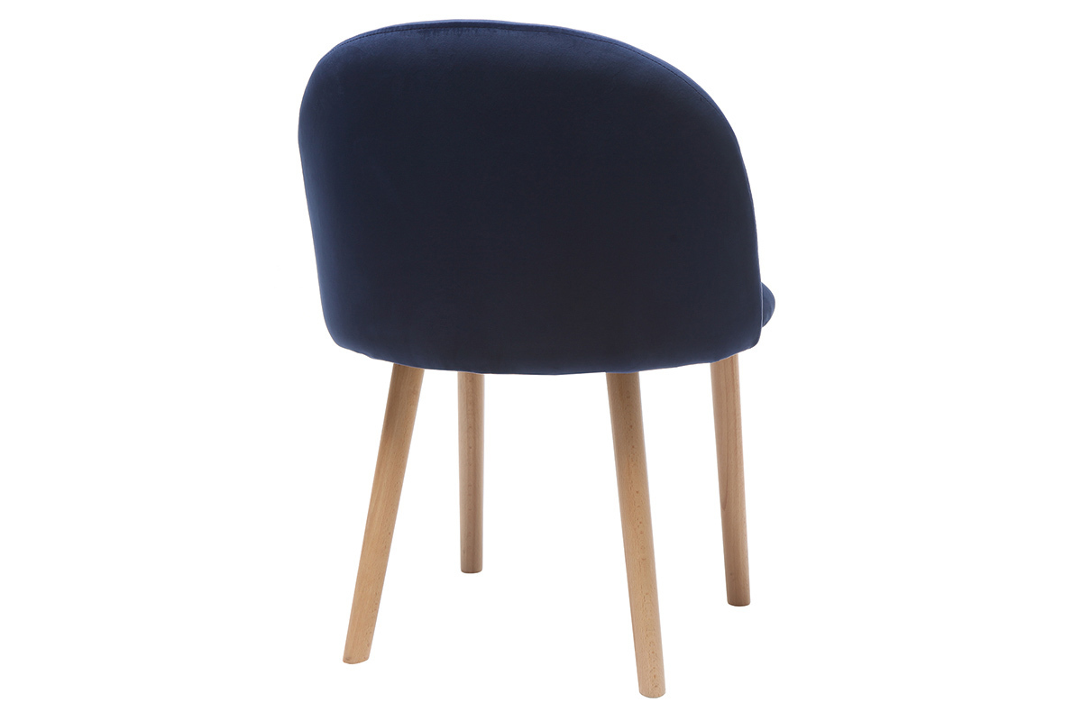 Design-Stuhl Samt Nachtblau und Holz CELESTE