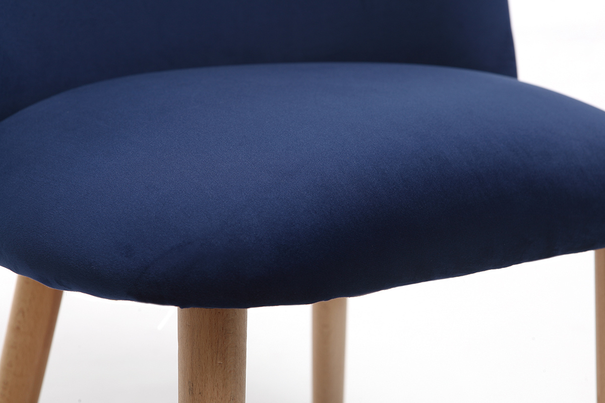Design-Stuhl Samt Nachtblau und Holz CELESTE