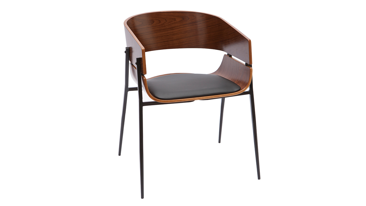 Design-Stuhl schwarz mit dunklem Holz WESS