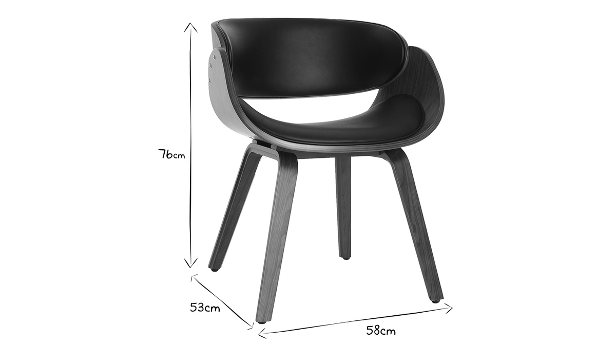 Design-Stuhl Schwarz und dunkles Holz Nussbaum BENT