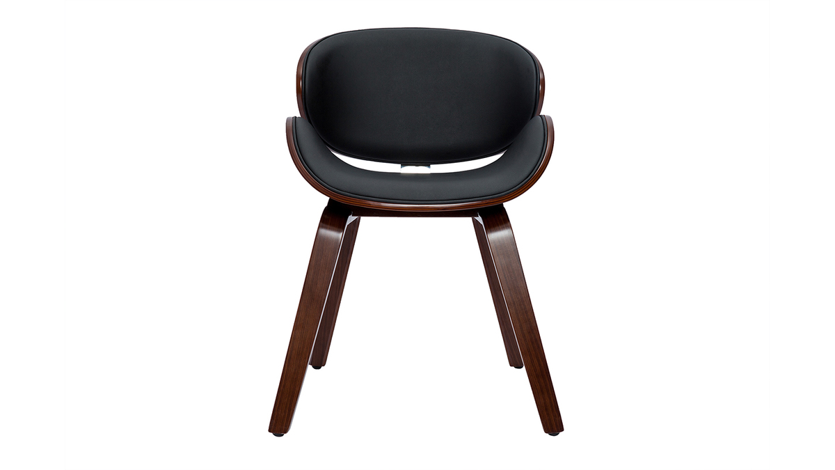 Design-Stuhl schwarz und dunkles Walnussfurnier WALNUT