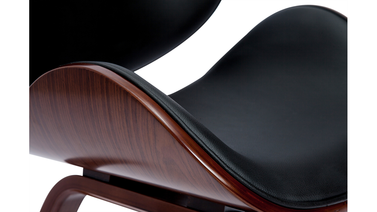 Design-Stuhl schwarz und dunkles Walnussfurnier WALNUT