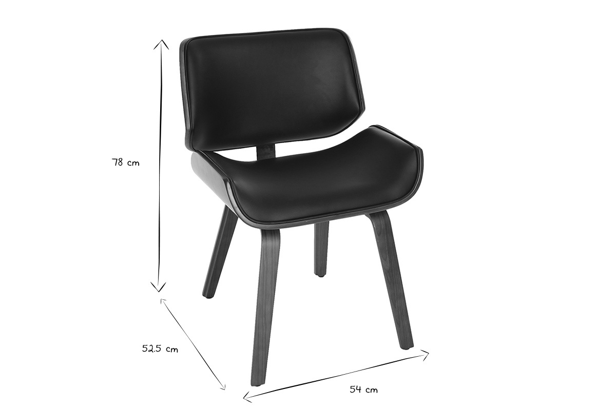 Design-Stuhl, schwarz und dunkles Walnussholz RUBBENS