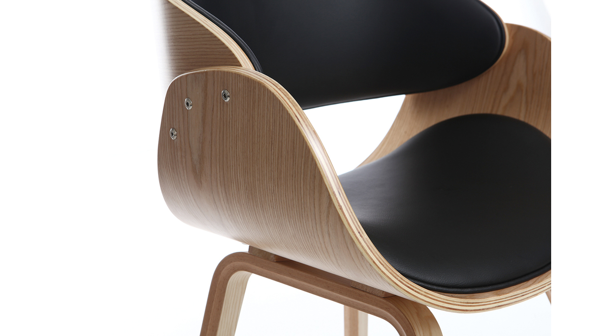 Design-Stuhl Schwarz und helles Holz BENT